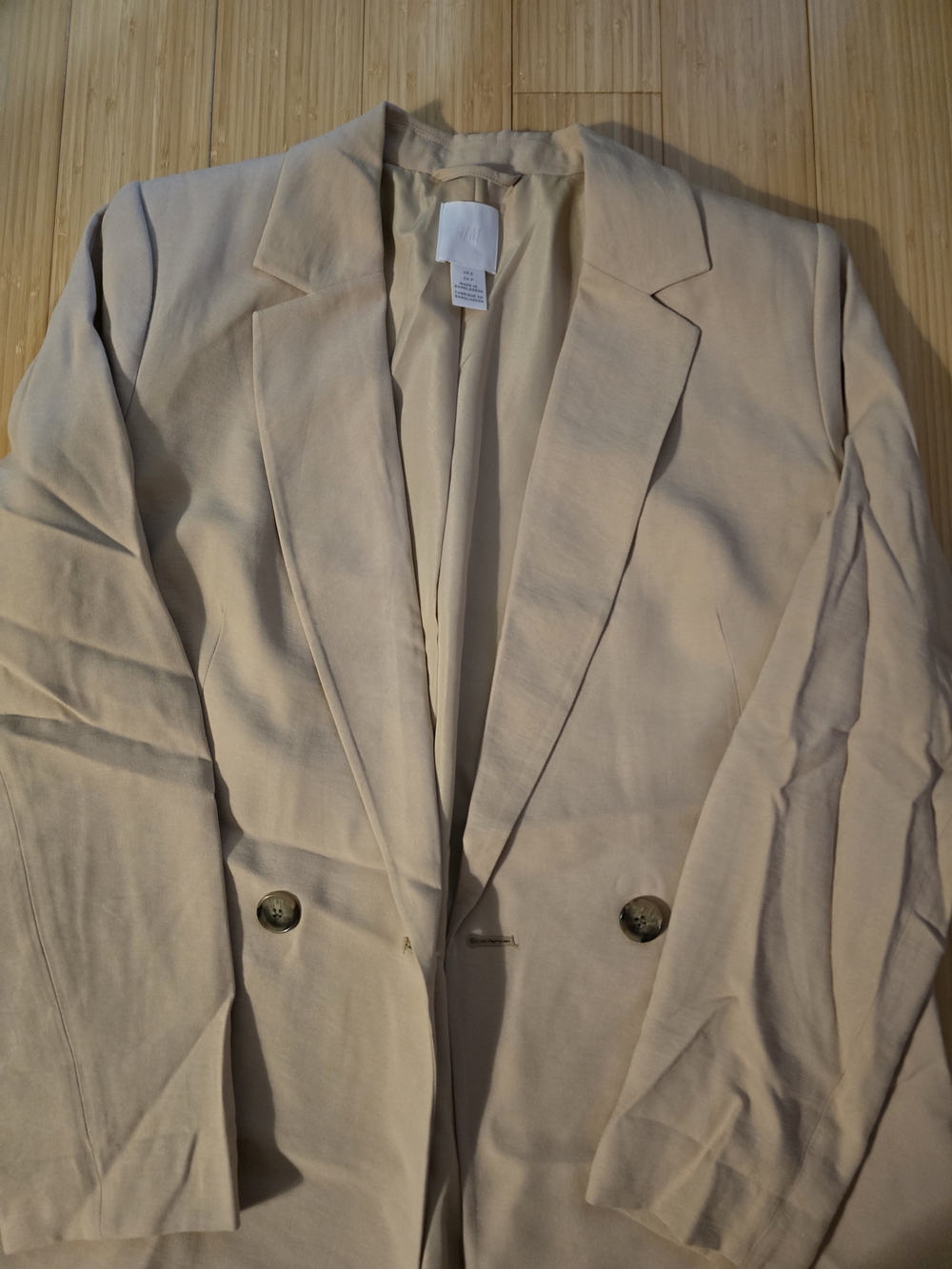 H&M Beige Double-Breasted Blazer